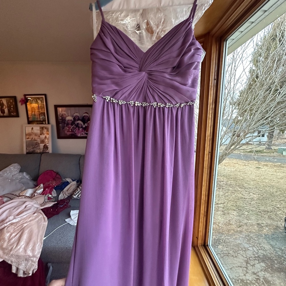Elegant Purple Gown with Rhinestone Detail